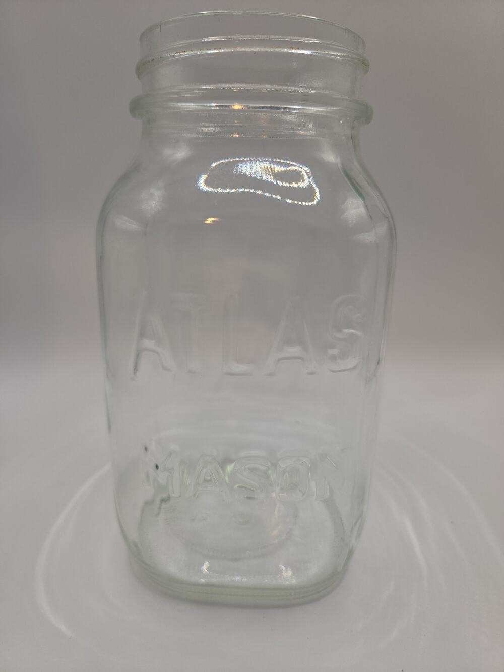Old Rare Atlas Mason Canning Jar # 13 Square 6 3/4" Tall 1940s Very Unique Quart